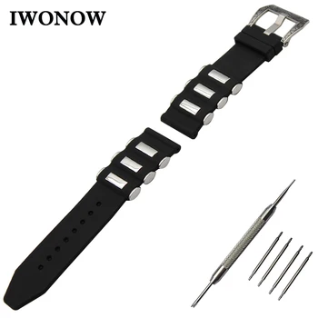 

Silicone Rubber Watch Band 22mm for Pebble Time / Steel Stainless Carved Pre-v Buckle Strap Wrist Belt Bracelet Black + Tool