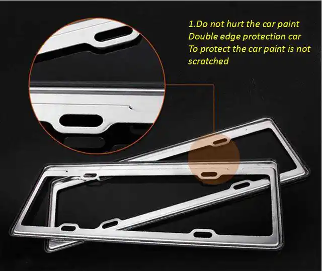 Top Quality Stainless Steel Blue Silver License Plate Frame Top Quality Stainless Steel Blue Silver License Plate Frame Universal For Almost All Cars 2pcs