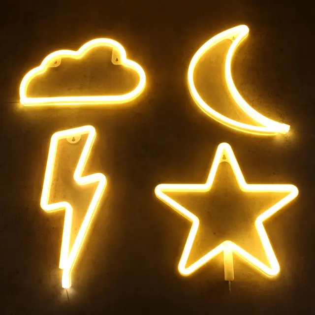 Warm White Art Sign Cloud Flash Moon Star Neon El Light Battery Led Warm White Art Sign Cloud Flash Moon Star Neon El Light Battery Led Holiday Home