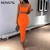 Вязаное Ребристое платье Novgirl из двух предметов, женский летний комплект для клувечерние, неоново-зеленое облегающее Сексуальное Женское пляжное платье ► Фото 1/6