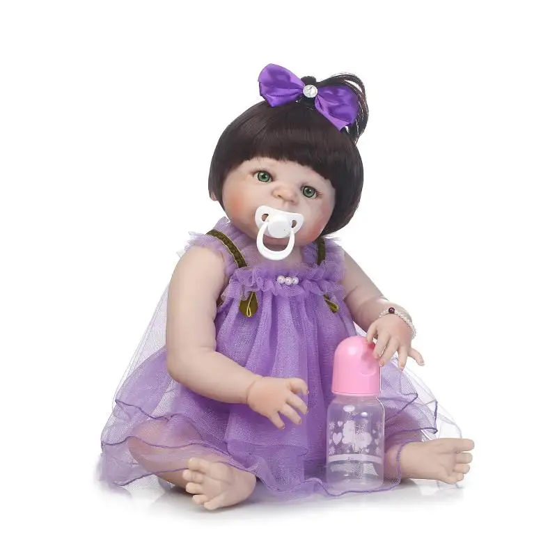 2" полный силикон Bebe для новорожденных, для девочек принцесса куклы реалистичные Новорожденные Интерактивная кукла-Пупс кукла для детской ванны душ игрушка для сна