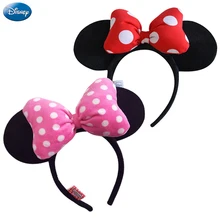 Disney Original Headdress Head Hoop Mickey Minnie Mouse Ears Girls Hair Bands Head Hoop Plush Toys Bag Keychain For Children