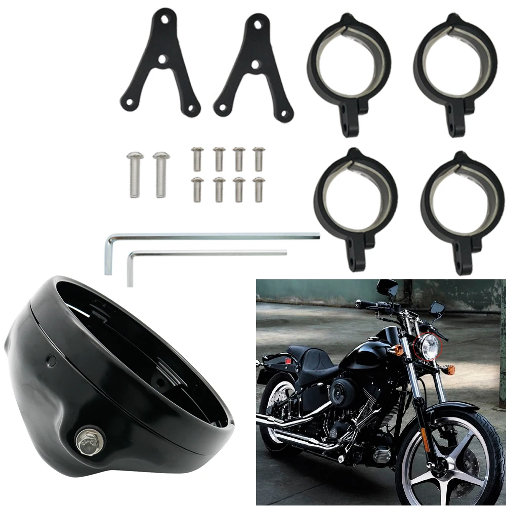 Universal Motorcycle 7 inch Headlight Housing Bracket Mounting Bracket