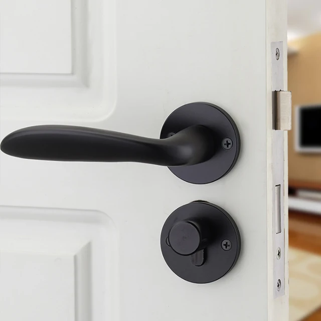 Space Aluminum Black Door Handle Set with Lock Durable Cylinder ... Space Aluminum Black Door Handle Set with Lock Durable Cylinder ...