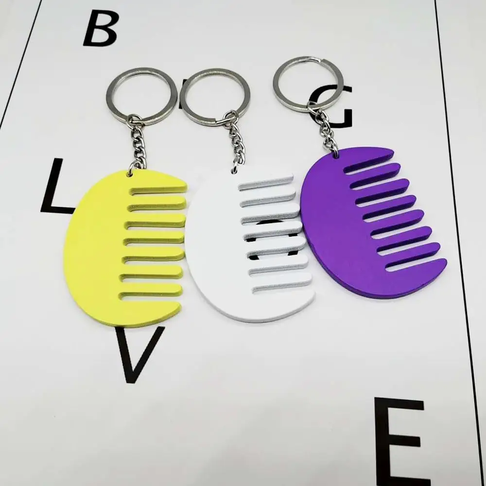 

Wood comb key chain creative gift mini comb toy fashion comb model keyring pendant bag hanging for students