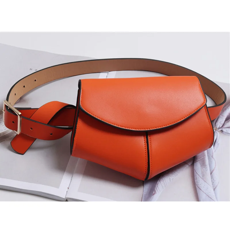 DAUNAVIA, женская сумка на пояс из змеиной кожи, новая модная сумка на пояс, мини сумка на пояс для дискотеки, кожаная маленькая сумка на плечо, нагрудная сумка - Цвет: Оранжевый