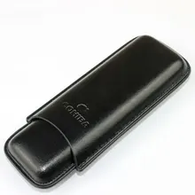 Cohiba-funda para puros de cuero, Sostenedor humidificador, color negro, marrón, tubo de cigarrillos, accesorio de cigarro, 2 uds.