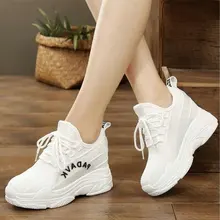 Г., модная обувь белого цвета женская обувь на плоской платформе, femme chaussures Femmes, обувь на танкетке, увеличивающая рост 8 см, кроссовки A11-19