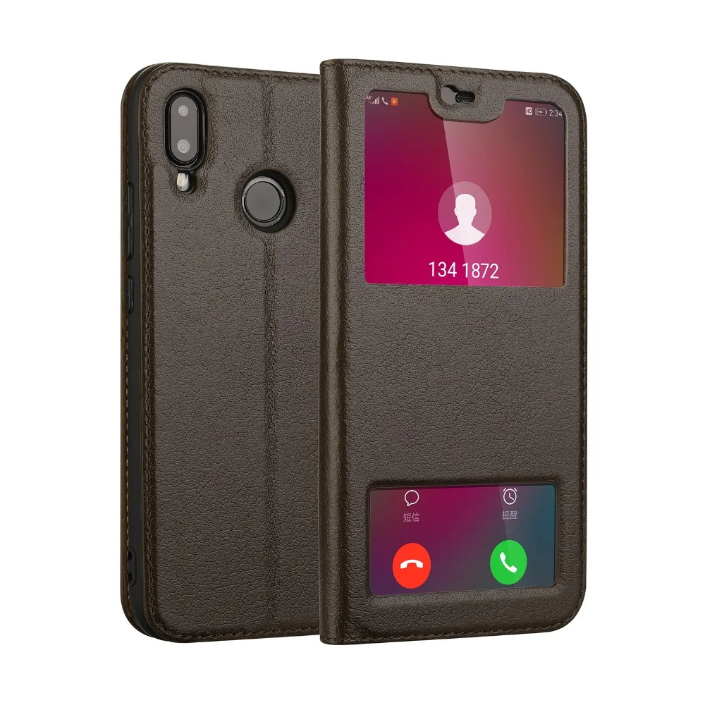 

CYBORIS Cover Filp Case Genuine leather MultiFunctional Window View Flip cover For Huawei P20 lite /Nova 3e Stand Function Case