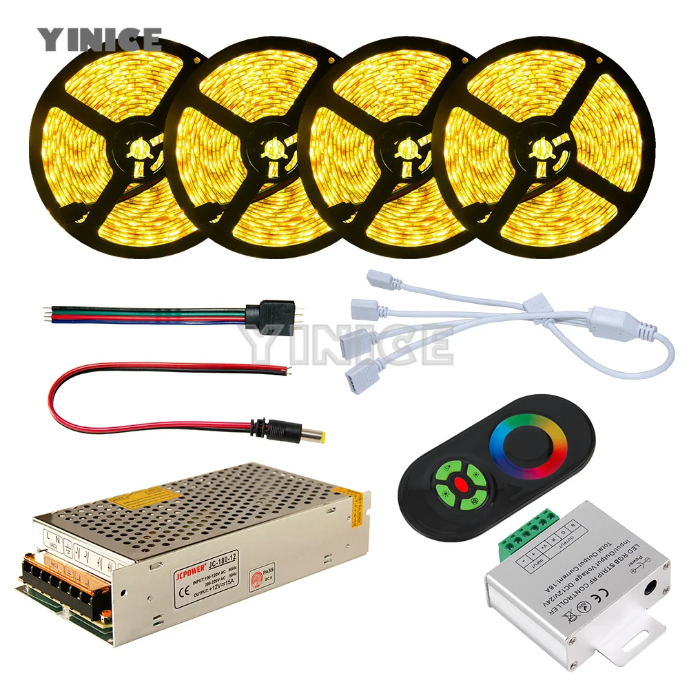 

DC 12V SMD 5050 Waterproof RGB LED Strip led tape with RF touch wirless dimmer controller led ribbon for Christmas 5m 60leds/m