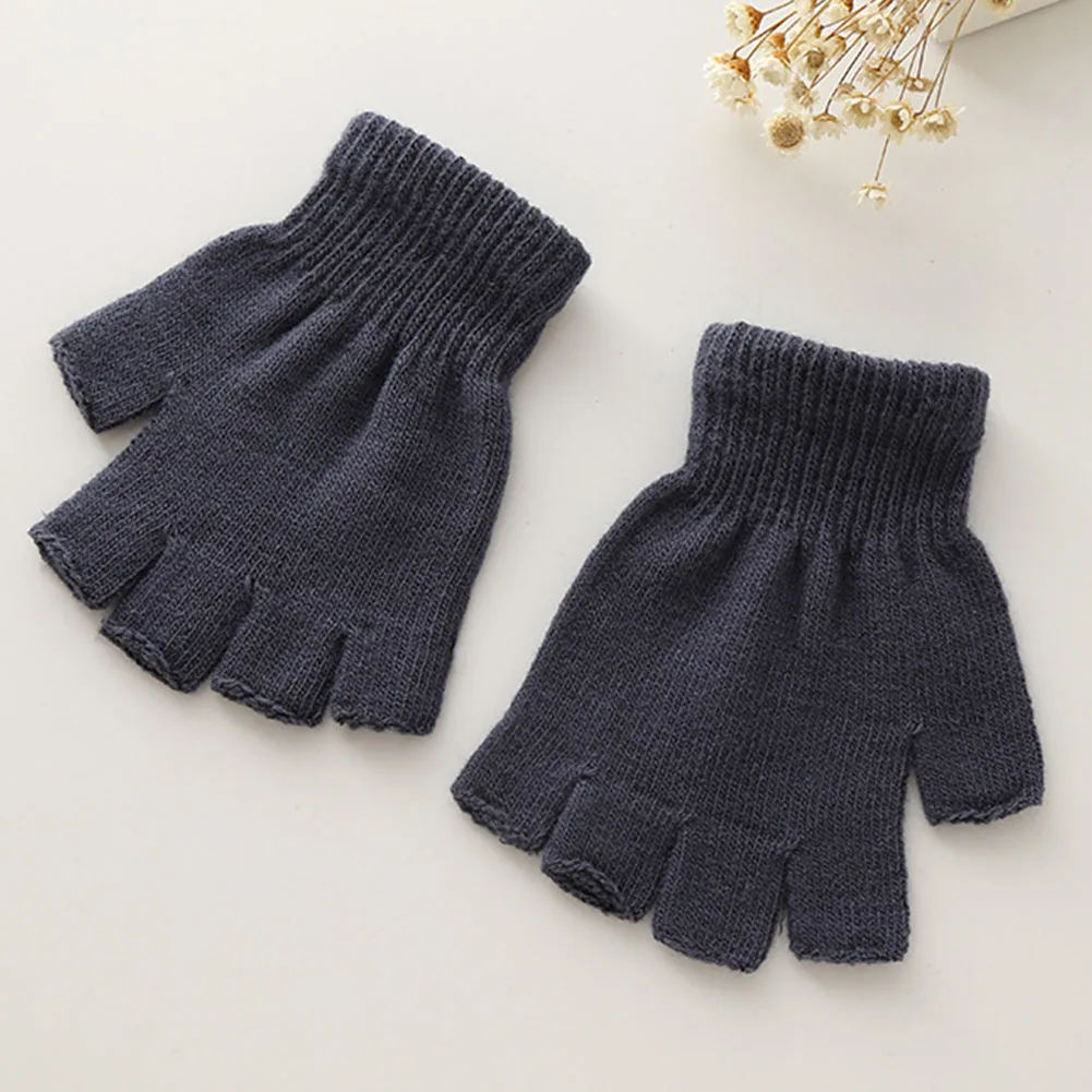 

Unisex Winter Fingerless Half Finger Men Women Gloves Elastic Sports Thermal Solid Warm Knitted Stretchy