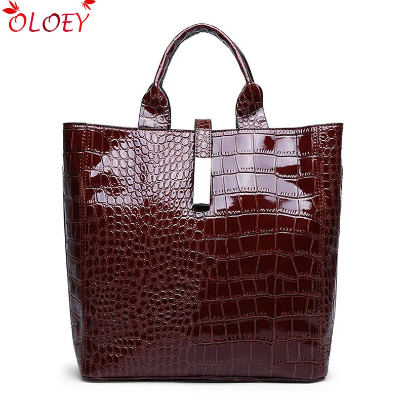 

2019 new luxury ladies PU leather Messenger bag OL ladies crocodile leather bag Messenger bag fashion bag high quality large cap