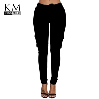 

kissmilk 2020 Multi-color Women Pocket Pants Drawstring High Waist Full Length Female Clothing Casual Lady Pencil Pants