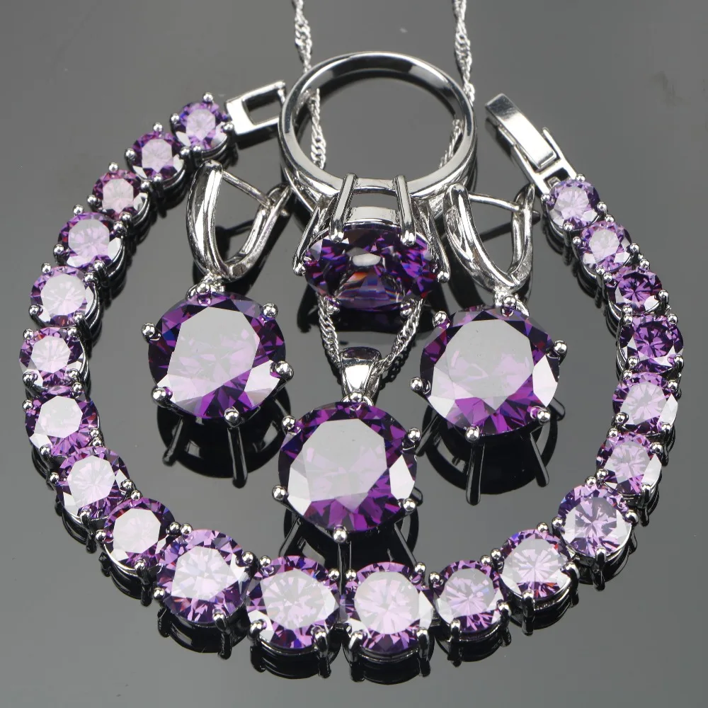 purple wedding jewelry sets