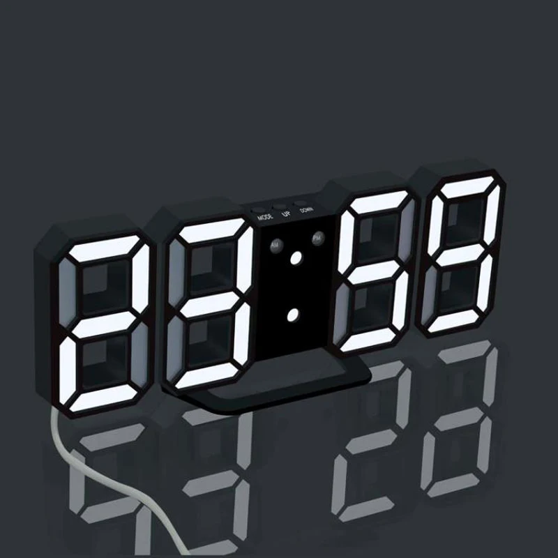 

3D LED Wall Clock Modern Design Digital Table Clock Alarm Nightligh Watch For Home Living Room Decoration
