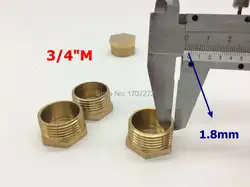 Бесплатная доставка 3/4 "наружной резьбой трубы с шестигранной головкой латунная пробка Пневматика гидравлика комплектующие, медь, медь plug