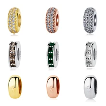 Аутентичные бусины из стерлингового серебра 925, амулеты, классический Блестящий Открытый браслет, амулеты, пробки, подходят для браслетов Pandora, Женские Ювелирные изделия DIY