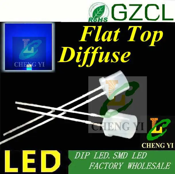 585 595нм желтый плоский Топ 5 мм DIP LED белый диффузный ламповый бисер 2 0 В диод (CE &