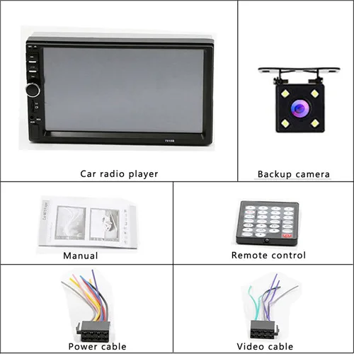 Автомагнитола 2 Din Mp5 плеер Bluetooth Handsfree сенсорный экран авто радио обратное изображение поддержка камеры заднего вида Mirrorlink 7018B - Цвет: With 4led camera