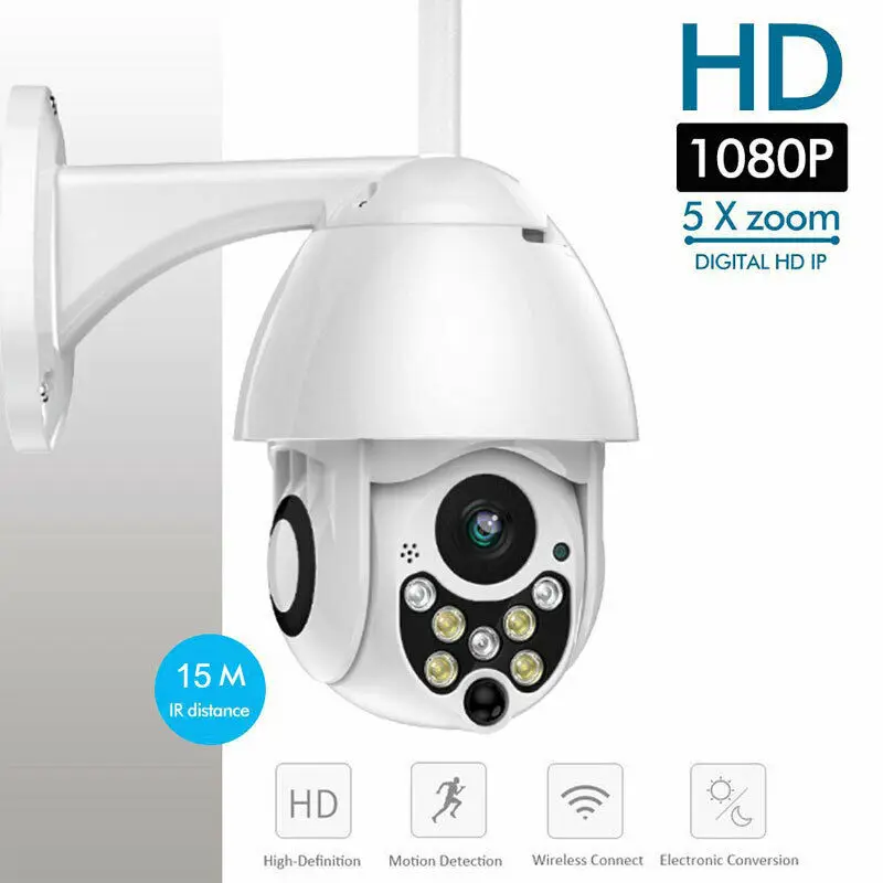 

Wireless 5XOptical Outdoor CCTV PTZ HD 1080P WIFI IP Camera Dome Security IR Cam