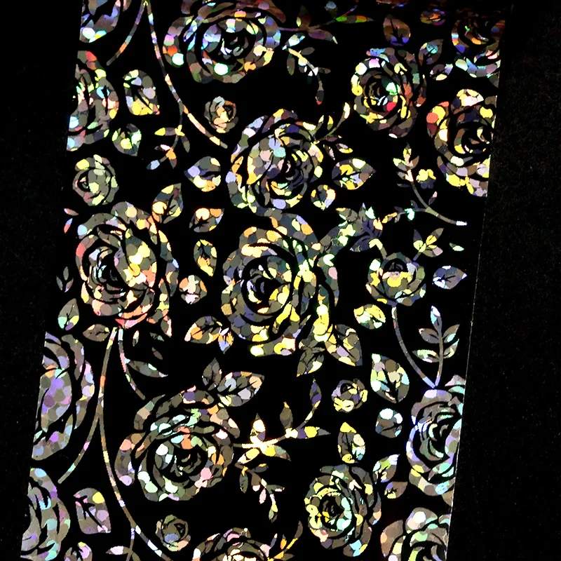 4*100 см/рулон 3D голографические розы цветы Дизайн Лазерные фольгированные наклейки для маникюра