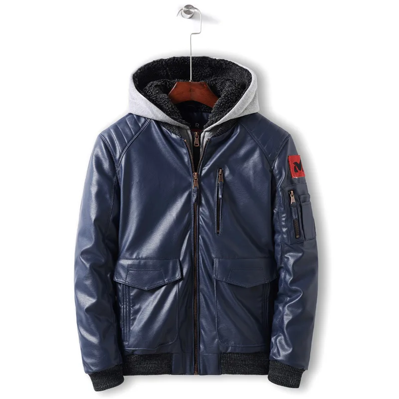 Dropshipping Winter New Men Hooded Leather Jacket Men's Casual Thicken Warm Motorcycle PU Leather Jackets Coat Male Clothing Dropshipping Winter New Men Hooded Leather Jacket Men's Casual Thicken Warm Motorcycle PU Leather Jackets Coat Male Clothing