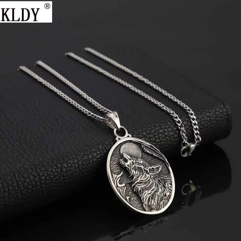 KLDY Viking ожерелье с животным волком кулон для мужчин из нержавеющей стали