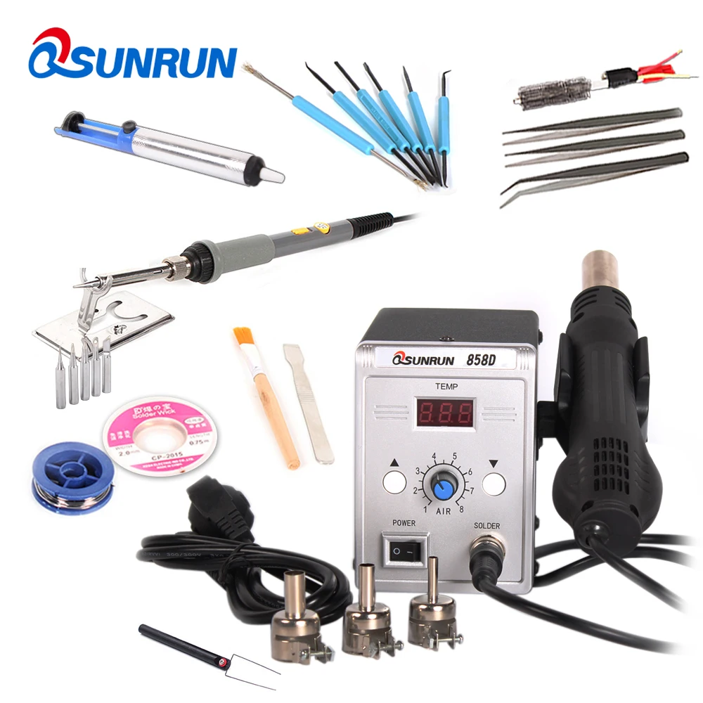 Паяльная станция Qsunrun 858D 700 Вт BGA + ESD для распайки с цифросветодиодный