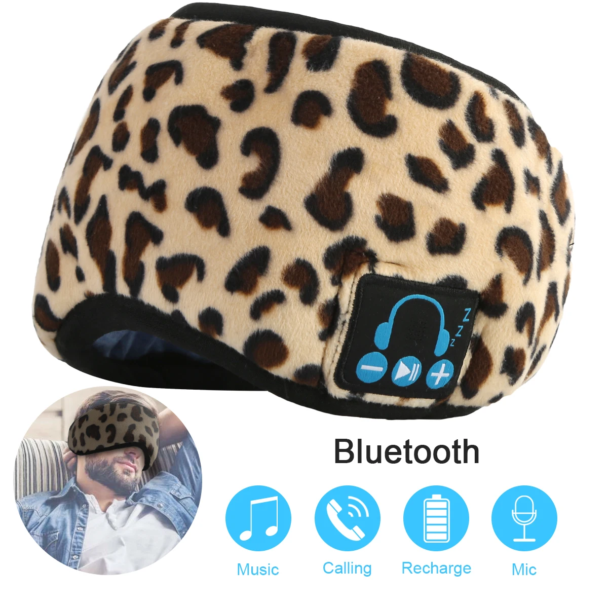 Bluetooth маска для сна Наушники моющаяся Беспроводная спа мягкая регулируемая повязка для путешествий сон Музыка гарнитура встроенный микрофон - Цвет: Белый