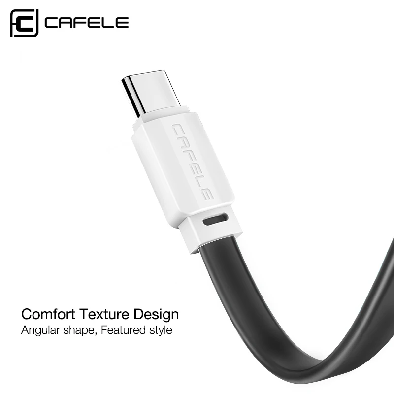 Caja protectora Cafele USB Cable de tipo C para Xiaomi 8 plana tipo-C Cable para Huawei P20 la transmisión rápida de datos cargador tipo C para Xiaomi 8 SE