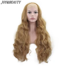 JOY& BEAUTY 26 дюймов длинные волнистые синтетические кружева спереди парик бесклеевой термостойкий Швейцарский Glueless 150% плотность для женщин