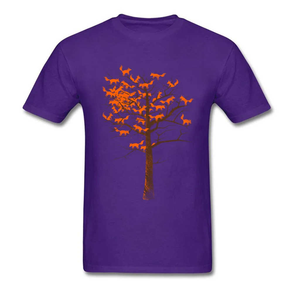 Blazing Fox Tree 100% Cotton Tops & Tees for Men Geek T Shirts Simple Style Oversized Round Neck Sweatshirts Short Sleeve Blazing Fox Tree purple