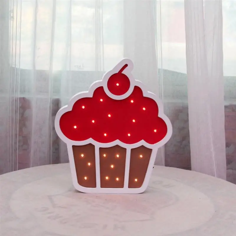 1PC LED Cake Night Light Cute Creative Decorative Cake Shaped Wooden