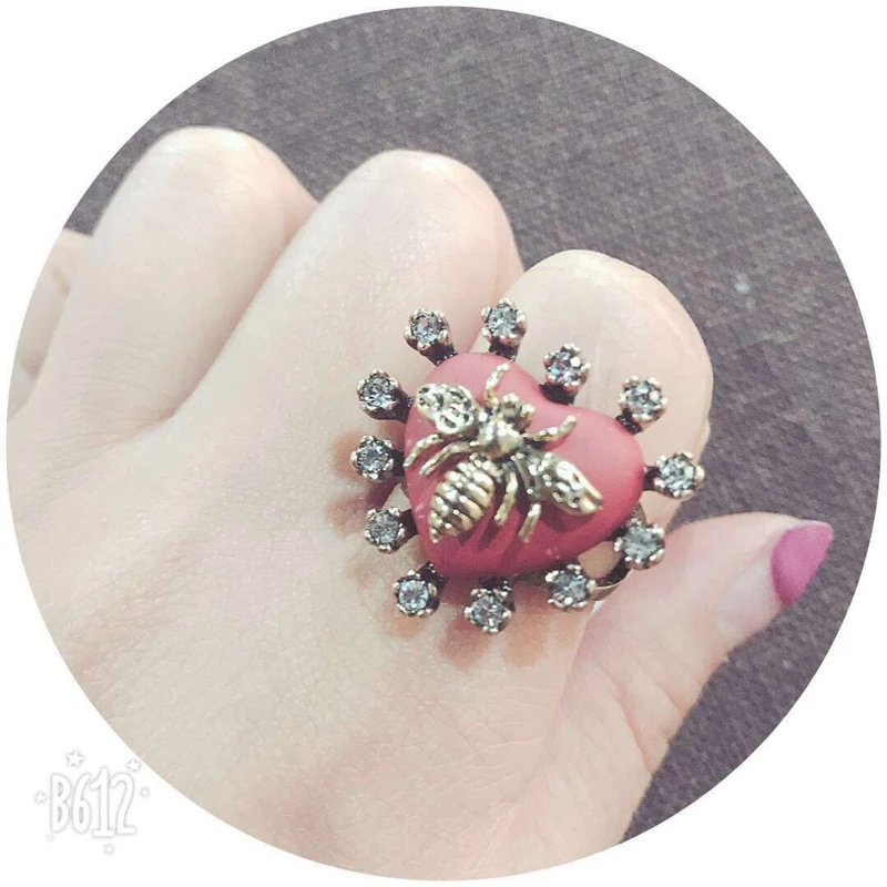

Krazylee Heart Shape Adjustable Open Ring Sexy Womens Honey Bee Crystal Finger Ring Cool Elegant Rings Jewelry For Women