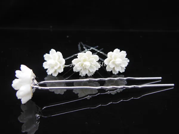 200 pcs/lot Free Shipping NEW White Flower Hair Pins Wedding Party Bridal Hair Jewelry Woman fashion Hair clips