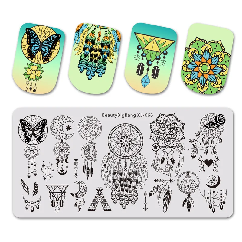 BeautyBigBang 6 шт. штамповки для ногтей четырехлистный клевер изображения ногтей штамповки пластины Кружева Французский цветок шаблон ногтей инструмент для дизайна ногтей