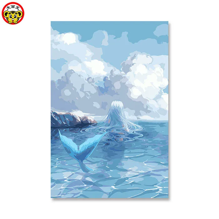 

painting by numbers art paint by number Mermaid Anime game Cartoon Seascape Oil DIY Digital Pictures Coloring By Number On Canv