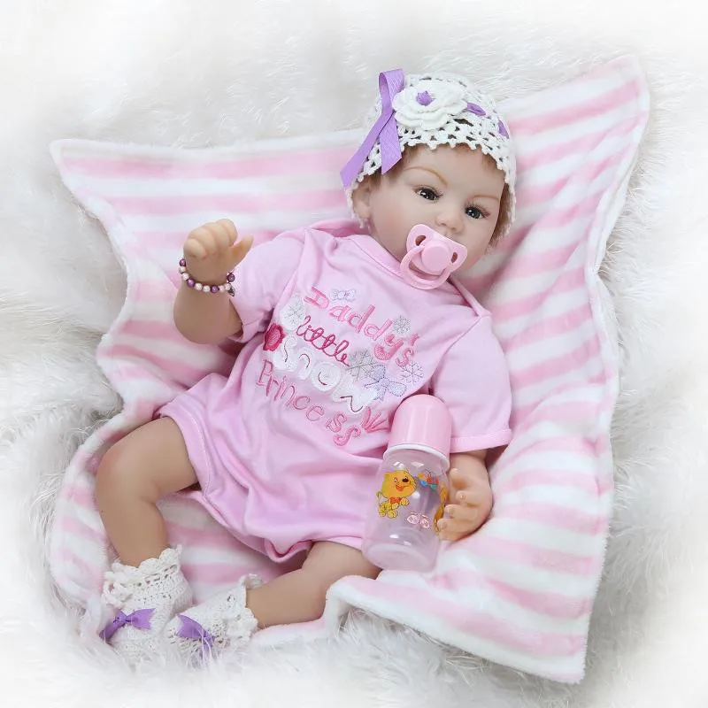 55 cm 22 Inches Lifelike Silicone Early Education Reborn Baby Dolls For Baby Girl Real Looking
