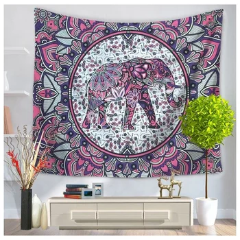 

Tapestry Wall Hanging Hippie Elephant Mandala Bedspread Ethnic Throw Art Rose red+purple