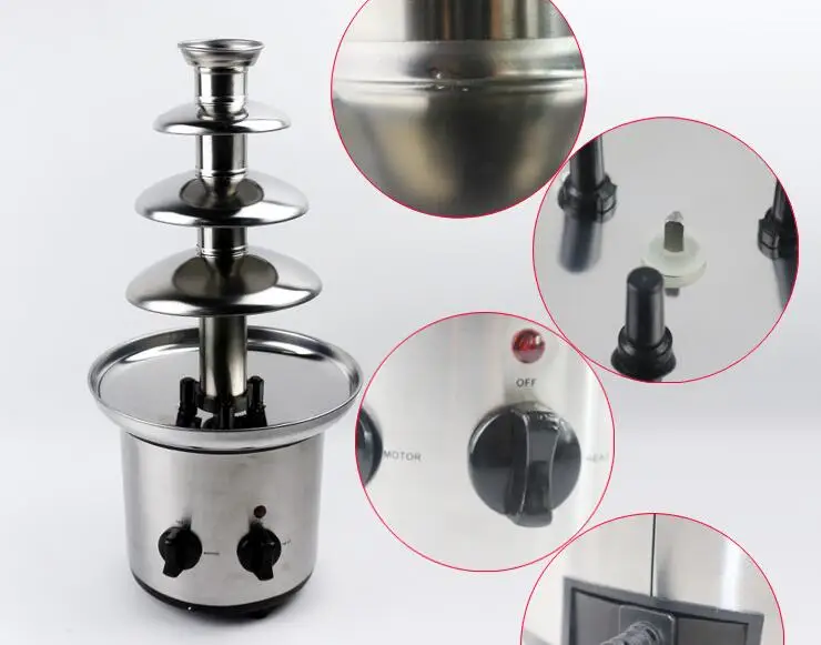 220V Home 4 Tiers 46cm 304# Stainless steel Chocolate fountain machine;chocolate fountain Fondue dispenser for party ect
