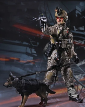 

1/6 U.S.Navy Seals Six Team Commandos Set with Dog and two Guns Action Figures