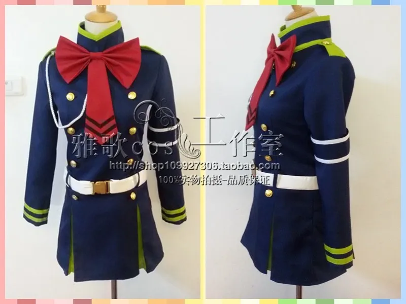Anime Seraph of the end Party Costume Hiiragi Shinoa Full Set Uniform Cosplay