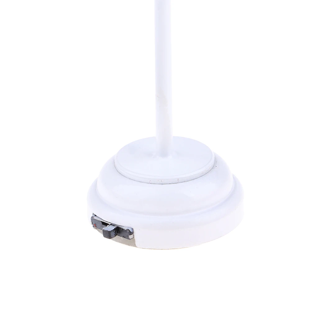 Simple Design Doll Accs Miniature Working Floor Lamp With White Shade 1/6 1/12 Scale
