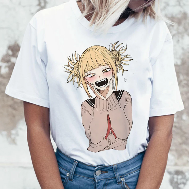 Ahegao الكرتون T قميص المرأة المتناثرة Boku لا بطل الأكاديمية قميص الانمي Senpai مضحك التي شيرت هنتاي Himiko توجا أعلى المحملات الإناث