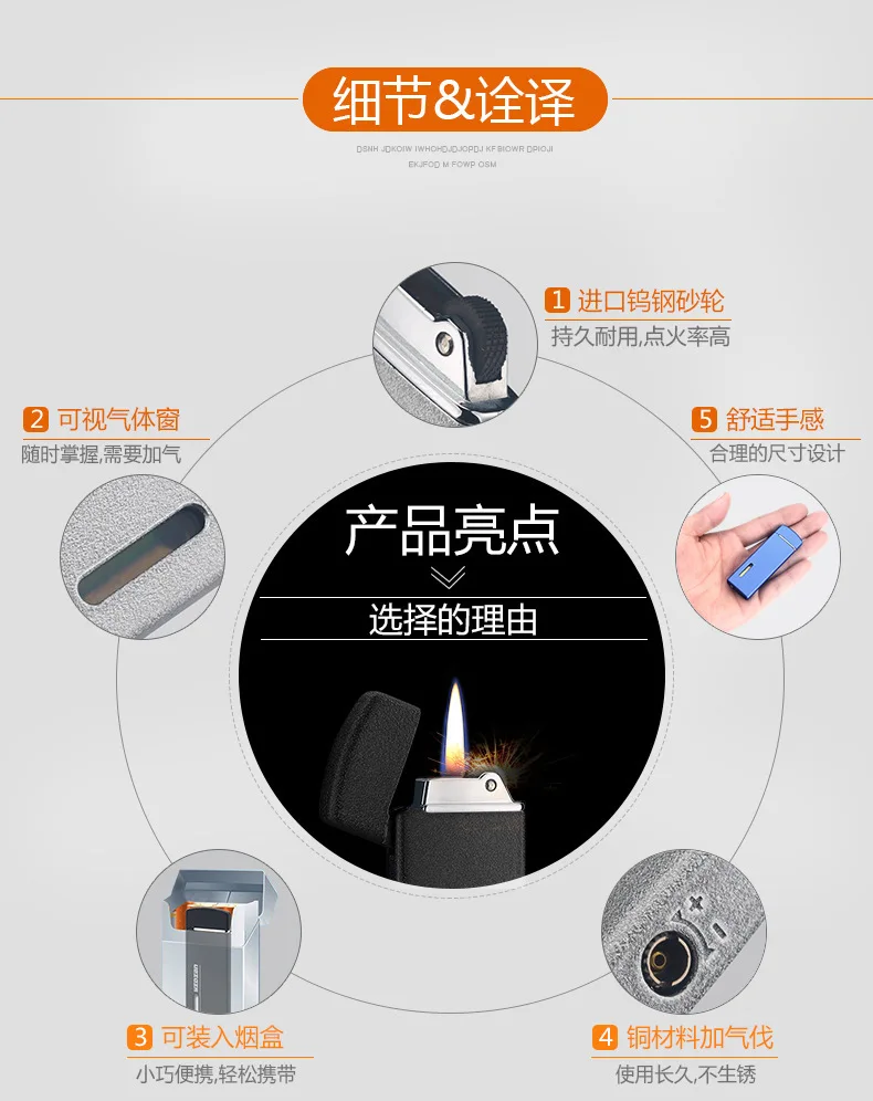 Полностью Металлическая индивидуальность личности пламенная инфляционная Зажигалка фонарик ультратонкий