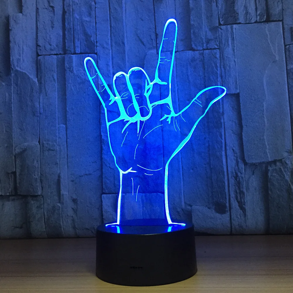 I Love You Sign Languag 3D ночник инструменты лампа 7 видов цветов LED USB прикроватная домашний