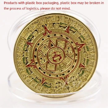 

2018 Meaningful Gold Plated Mayan Aztec Prophecy Calendar Commemorative Coins Commemorative Coins