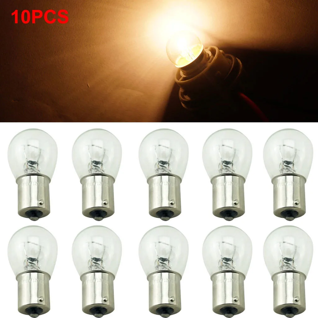 

Car styling 10PC 5w Halogen 1156 Ba15s Car Brake Lights Reverse Lamp S25 Side Marker Turn Signal Light Auto Accessories