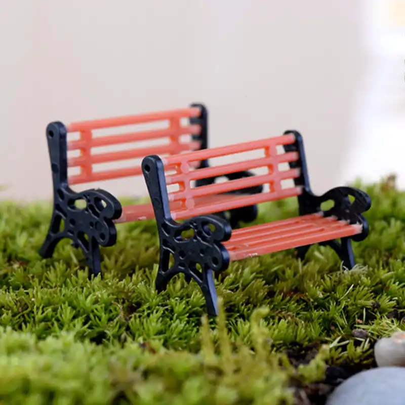 1pcs New Plastic Mini Garden Park Bench Craft Fairy Dollhouse