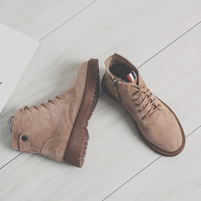 

Boots Women Shoes Platform Booties Ladies Military boots Brown Retro Boots Oversized Shoes 43 Suede Leather Botines Mujer 2018